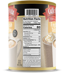 Caffe D'Vita can with measuring spoon to show portion size and servings