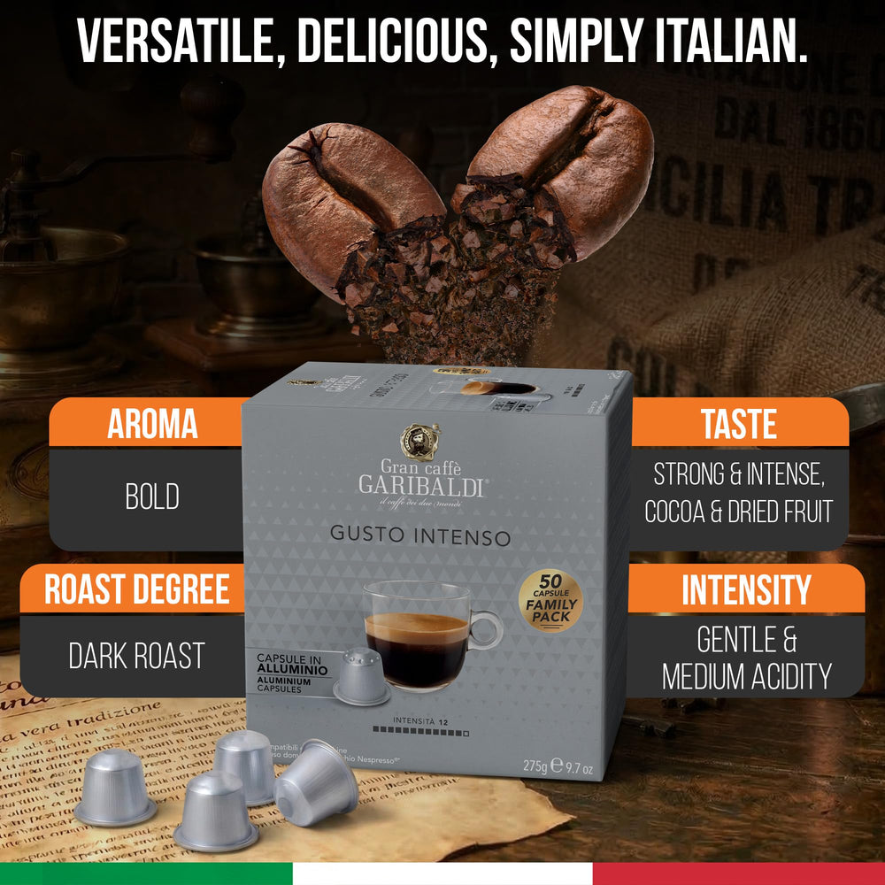 Caffè Garibaldi aluminum capsule close-up highlighting freshness preservation