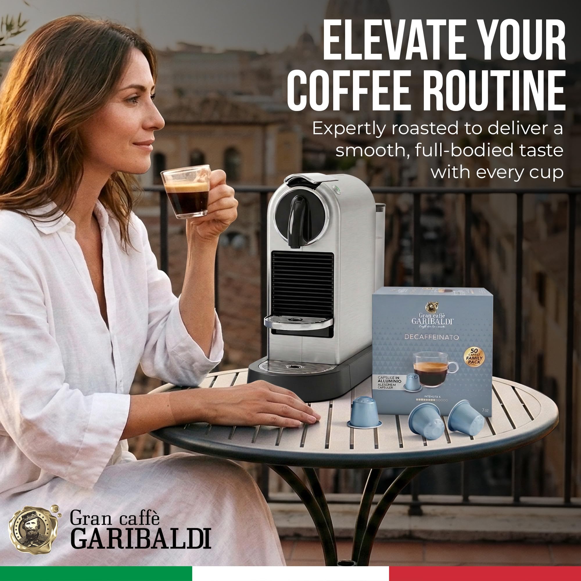 Caffè Garibaldi group of sealed pods emphasizing nitrogen-flushed freshness
