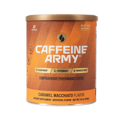 CAFFEINE ARMY front packaging showing product benefits for convenient energy