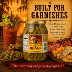 Cajun Chef beans arranged on charcuterie board for visual contrast