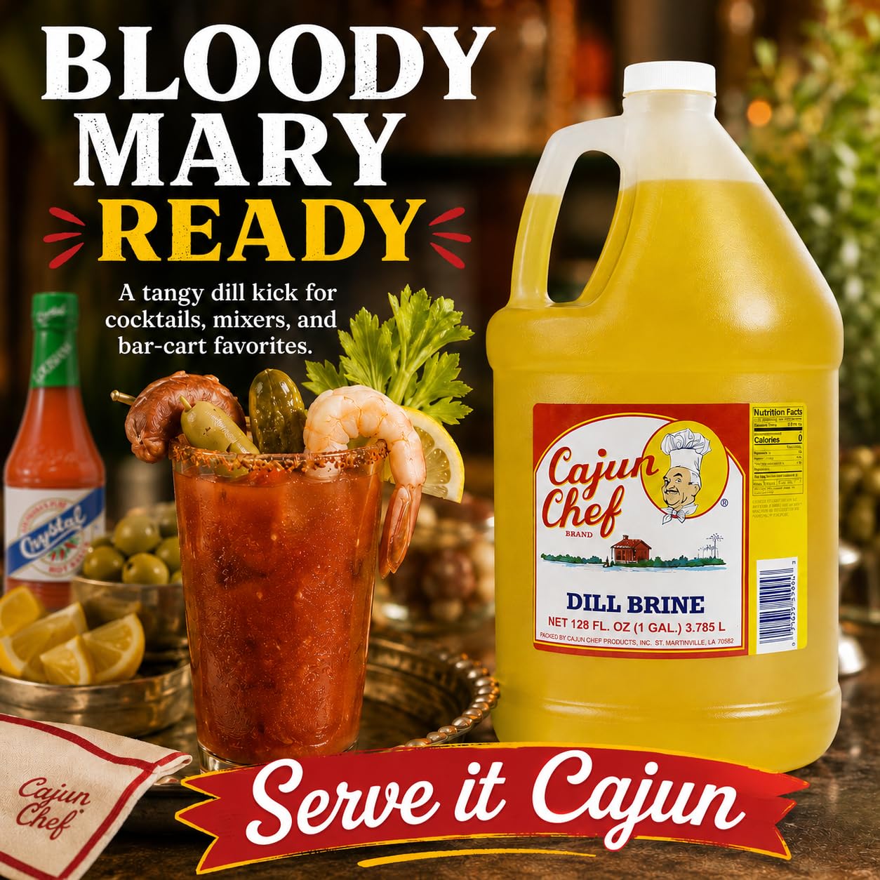 Cajun Chef used as cocktail garnish soak showing savory enhancement for drinks