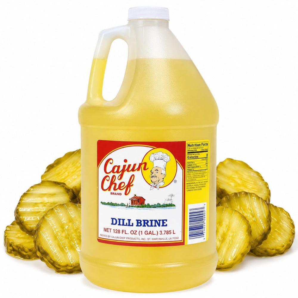 Cajun Chef gallon front view showing full jug and product identity for bulk use