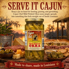 Cajun Chef okra on a charcuterie plate enhancing presentation and tangy contrast