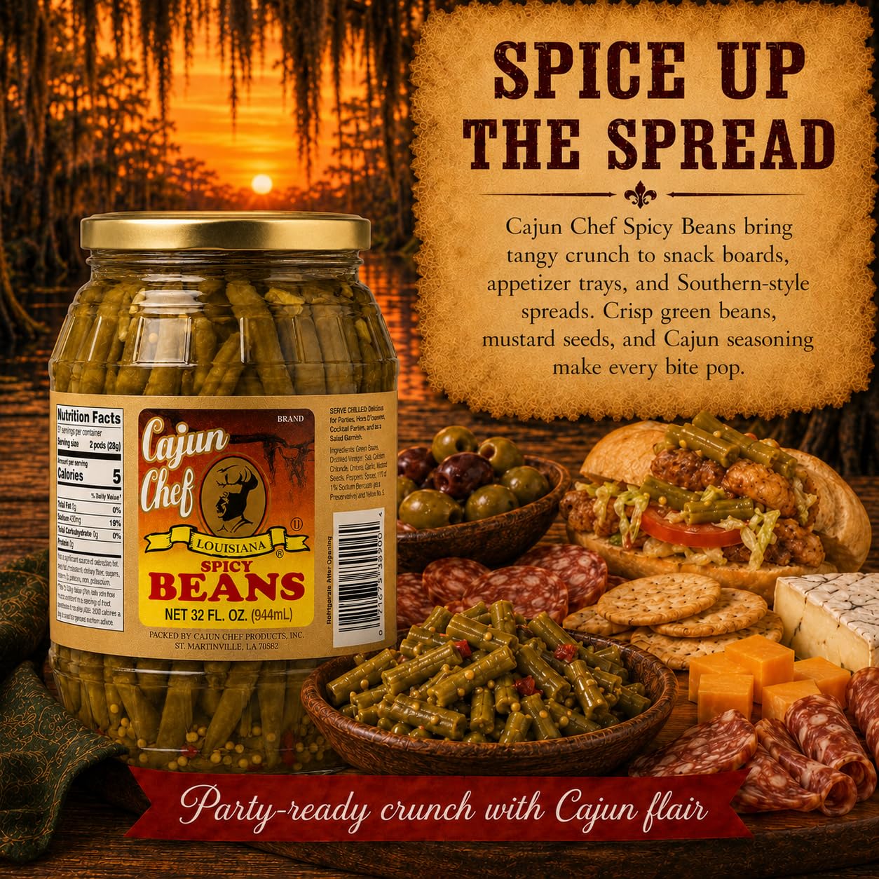 Cajun Chef jar next to a hand for scale showing large 32 oz supply