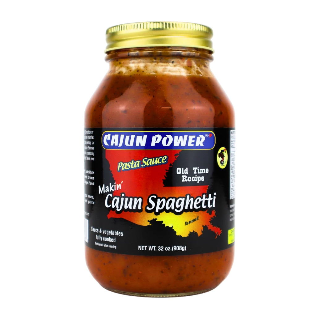 Cajun Power jar front view showing bold label and family-sized benefit