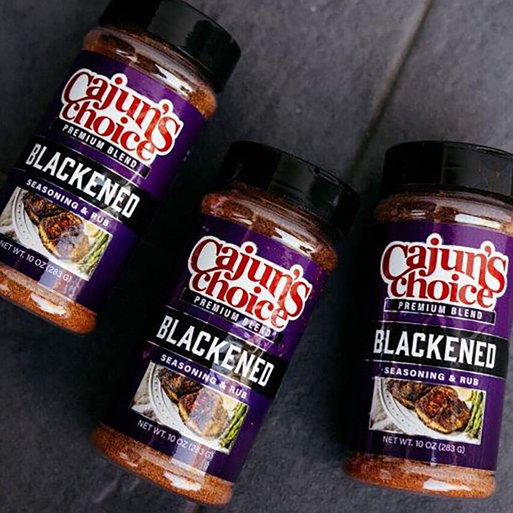 Cajun's Choice seasoned salmon fillet with dark crust delivering savory, smoky benefit