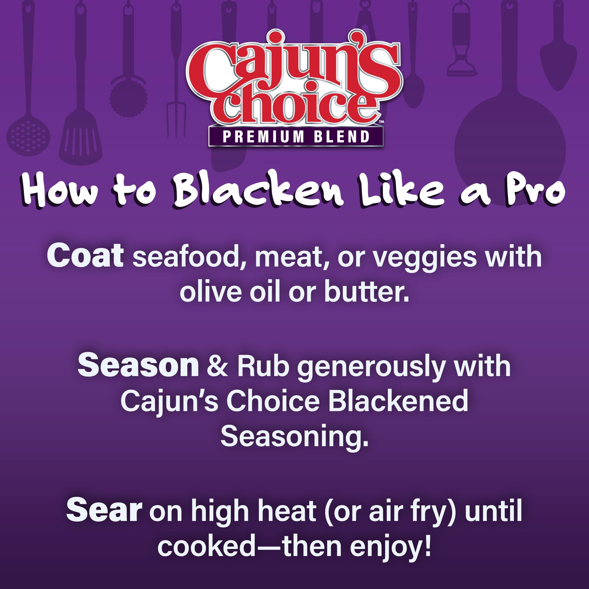 Cajun's Choice shaker top close-up illustrating easy sprinkle control for precise seasoning