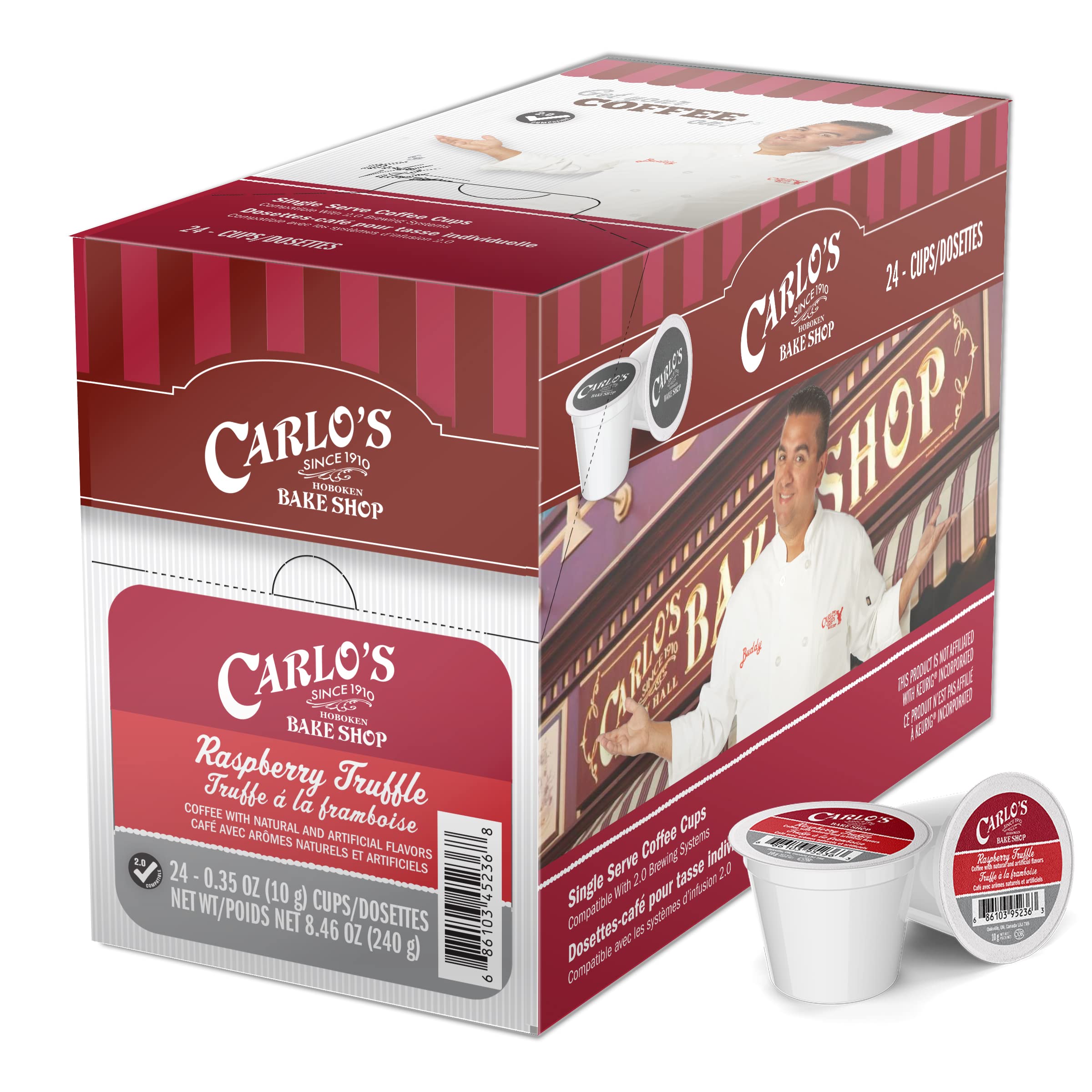 Cake Boss front packaging showing Raspberry Truffle pods and benefits