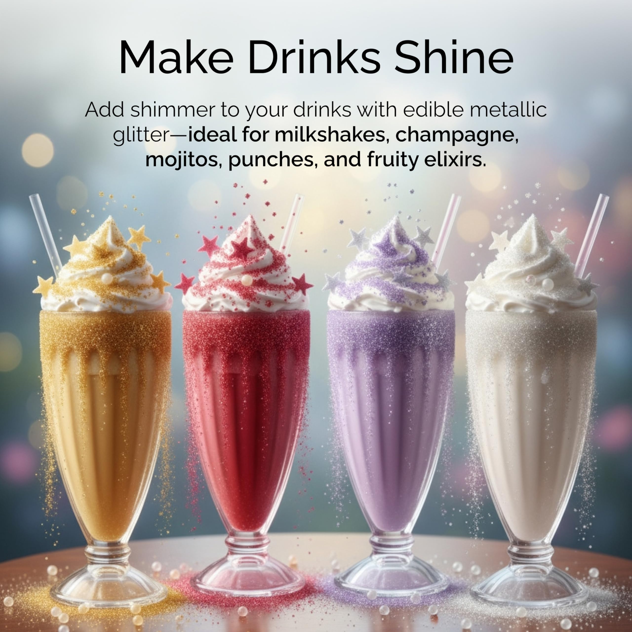 Cake Craft glitter dust on cocktail rim adding festive visual appeal