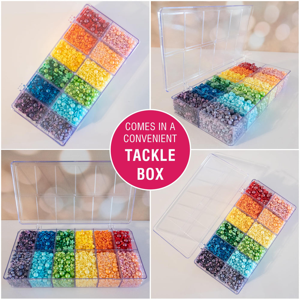 Cake Mate clear compartments separating colors and shapes for organized use