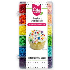 Cake Mate front packaging showing tacklebox and colorful sprinkles for easy decorating
