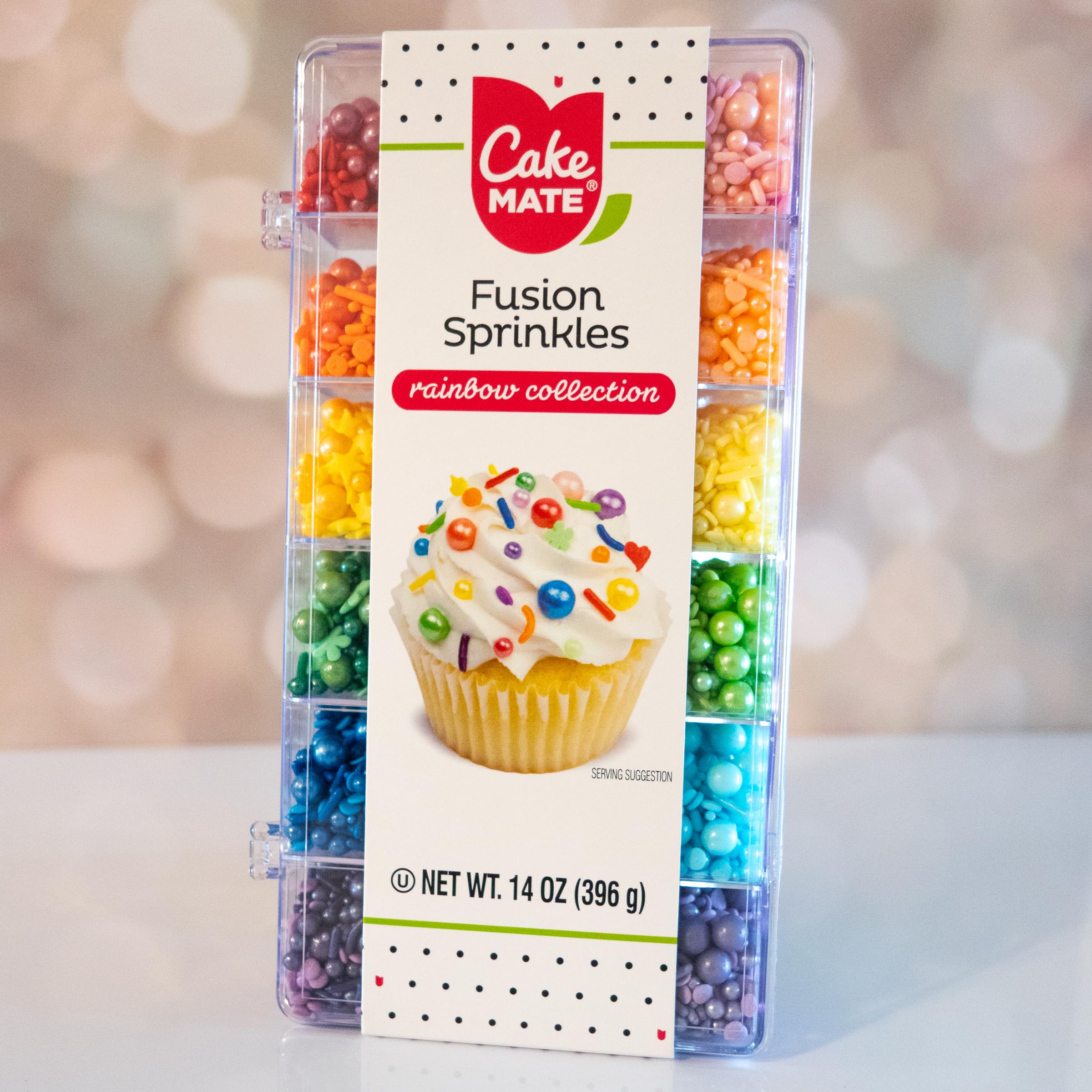 Cake Mate box held in hand to show 14 oz size and portability benefit