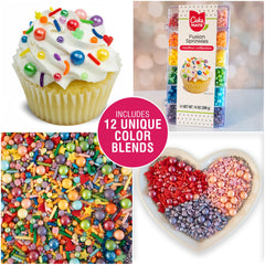 Cake Mate sprinkles applied to cupcake for instant festive visual appeal