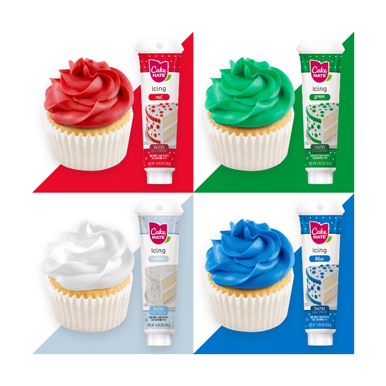 Cake Mate tube close-up showing icing texture and nozzle for precise lines and smooth finish