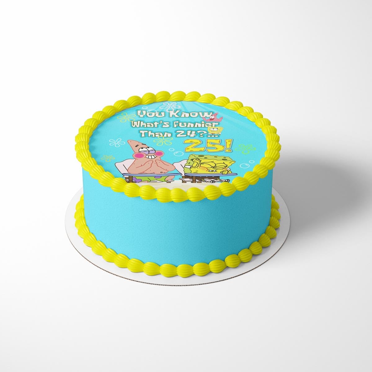 Cakecery 7.5-inch topper front view showing clear printed image and clean finish