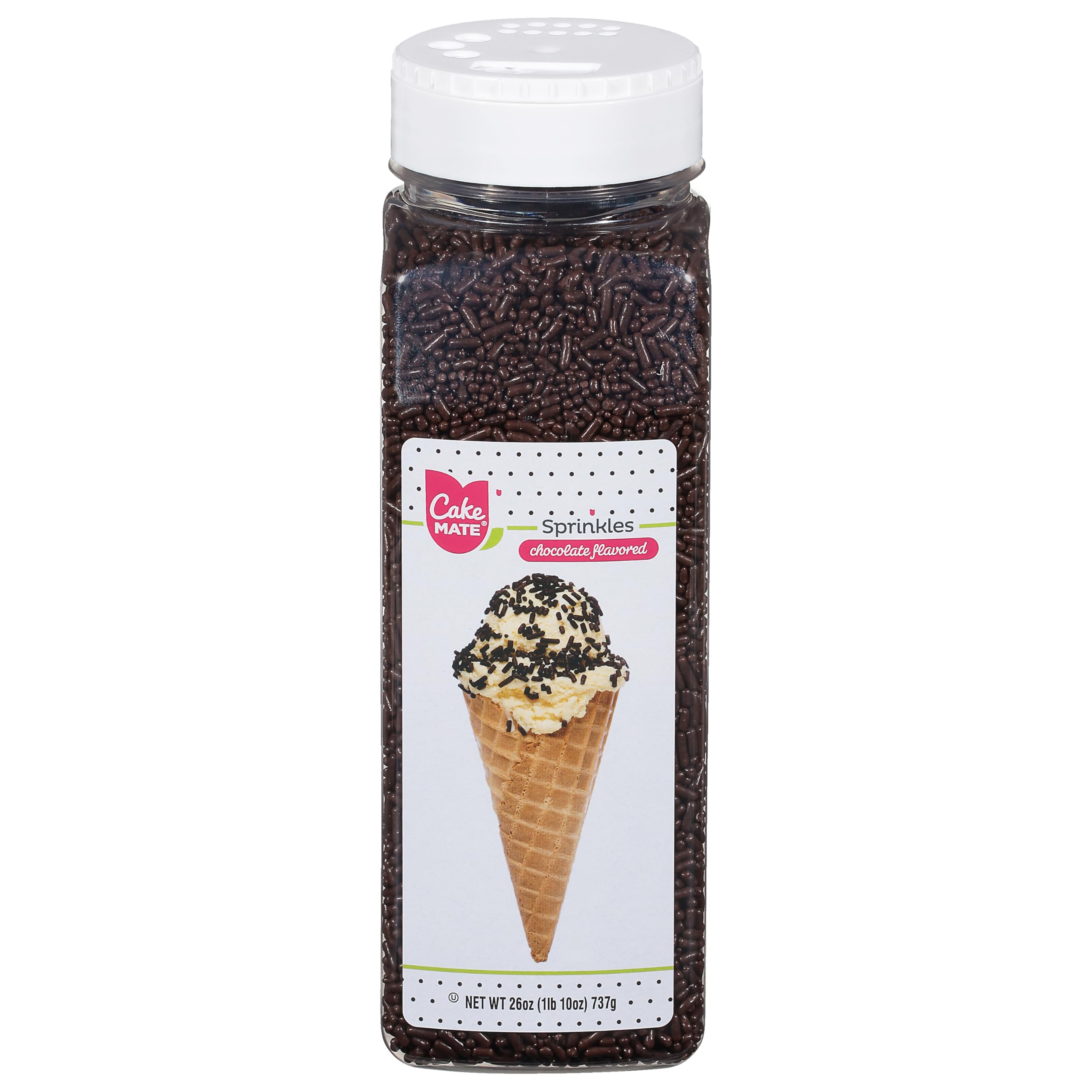 Cake Mate front packaging showing 26 oz jar and branding for convenience