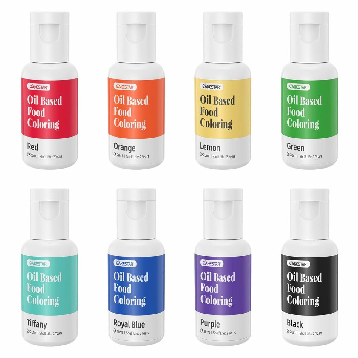 CAKESTAR front packaging showing eight oil food colors for vivid baking results