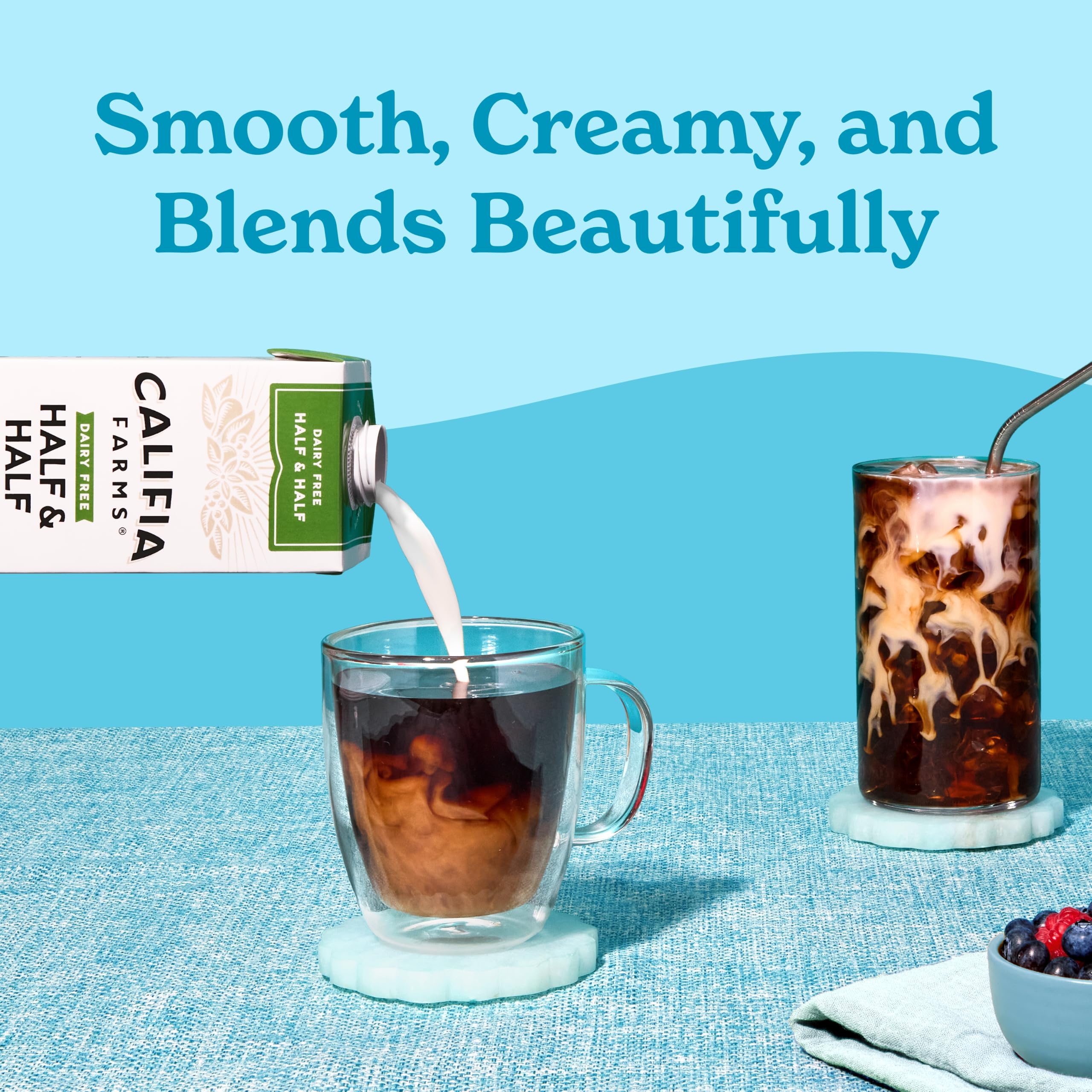 Califia Farms nutritional label and certifications highlighting vegan and keto benefits