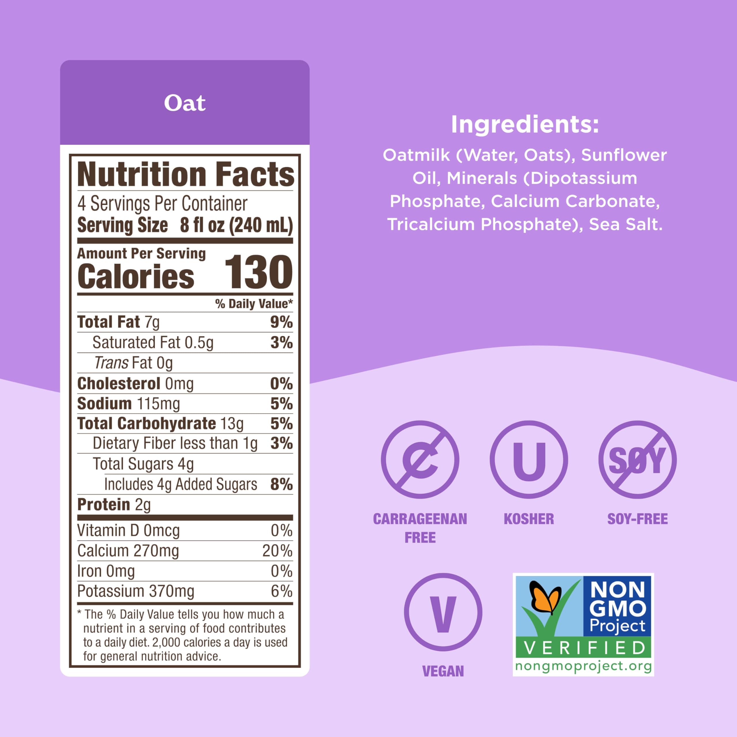Califia Farms label and ingredients view highlighting simple plant-based ingredients