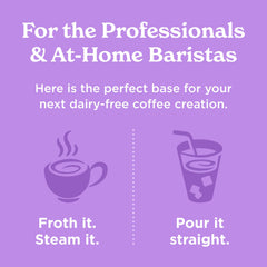 Califia Farms pouring oatmilk into a coffee cup for creamy texture and easy use