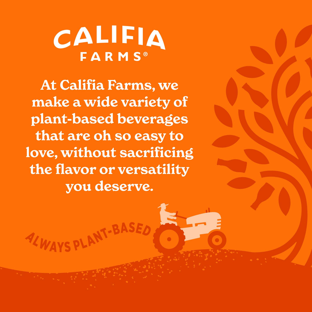 Califia Farms label and real pumpkin puree close-up, highlighting plant-based ingredients
