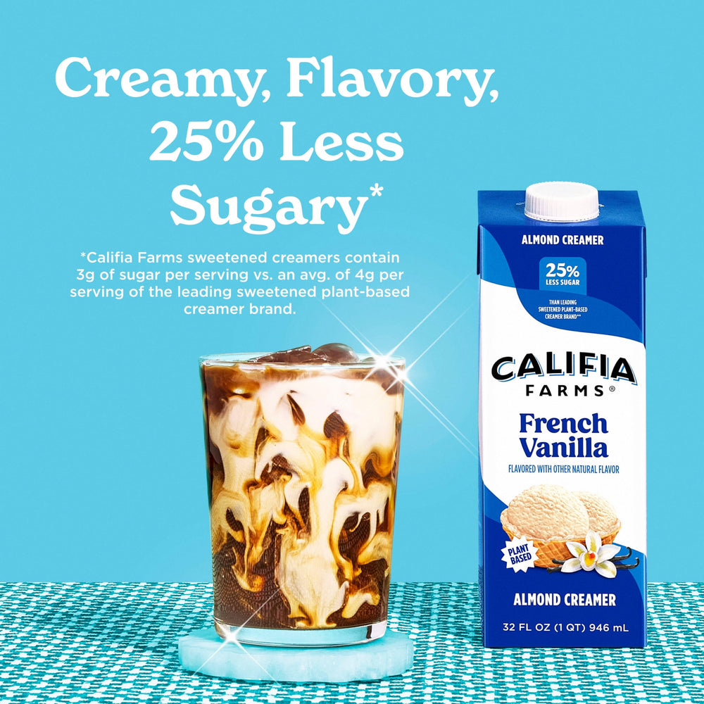 Close-up texture of Califia Farms creamer highlighting rich creaminess