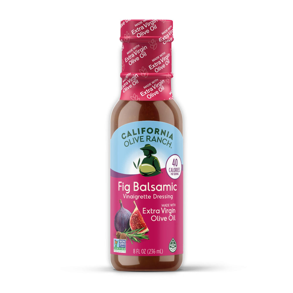 California Olive Ranch front bottle shot showing product and elegant packaging benefit