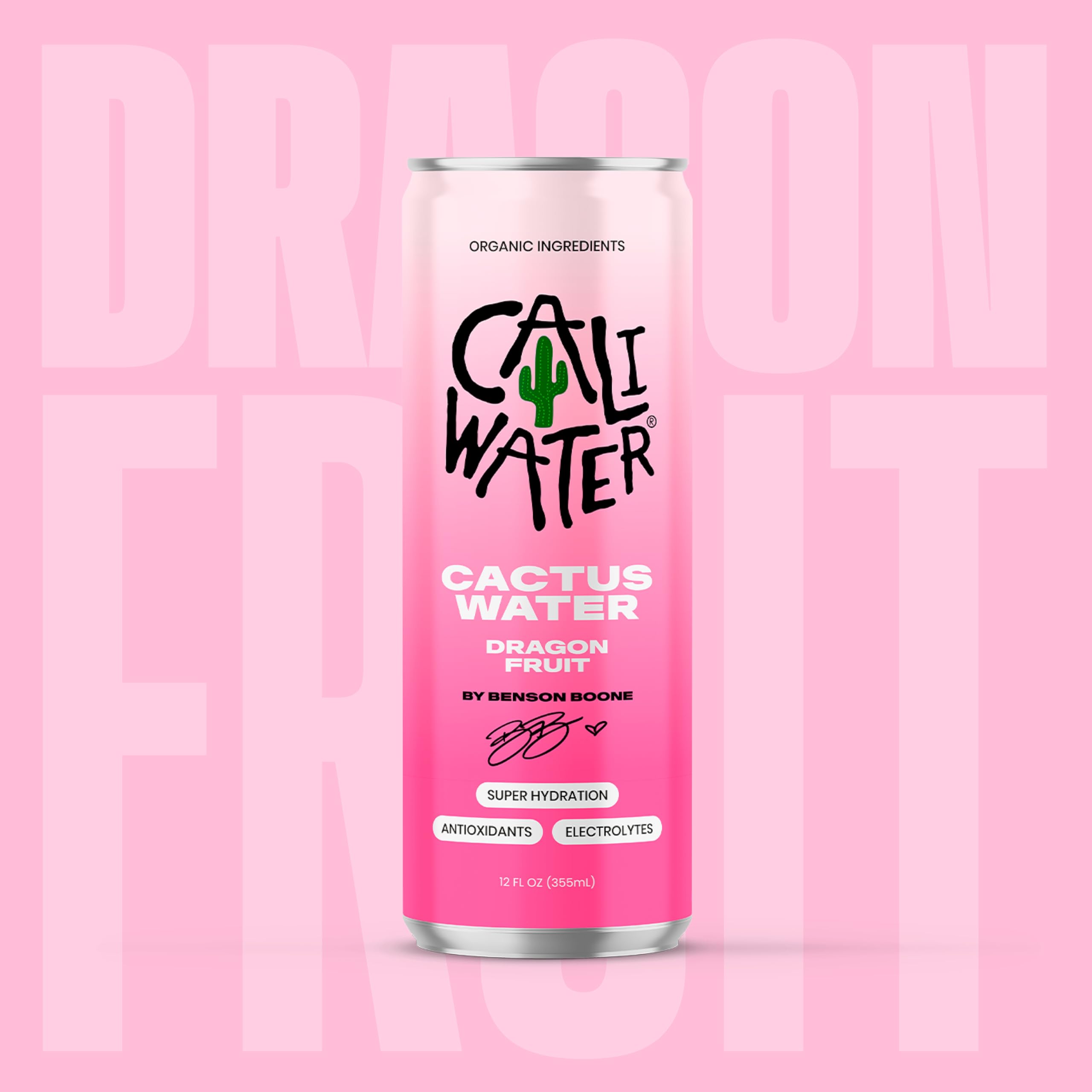 CALIWATER pouring dragon fruit cactus water into a glass for refreshing taste