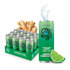 CALIWATER front packaging showing ginger lime flavor and benefits