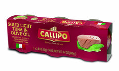 Callipo front packaging of nine 2.8 oz tins showcasing convenience and quality