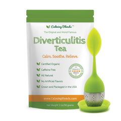 CALMING BLENDS front packaging showing organic label and tear seal for freshness benefit