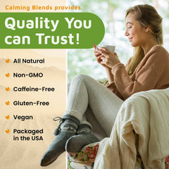 Calming Blends loose leaf close-up highlighting texture and quality benefit
