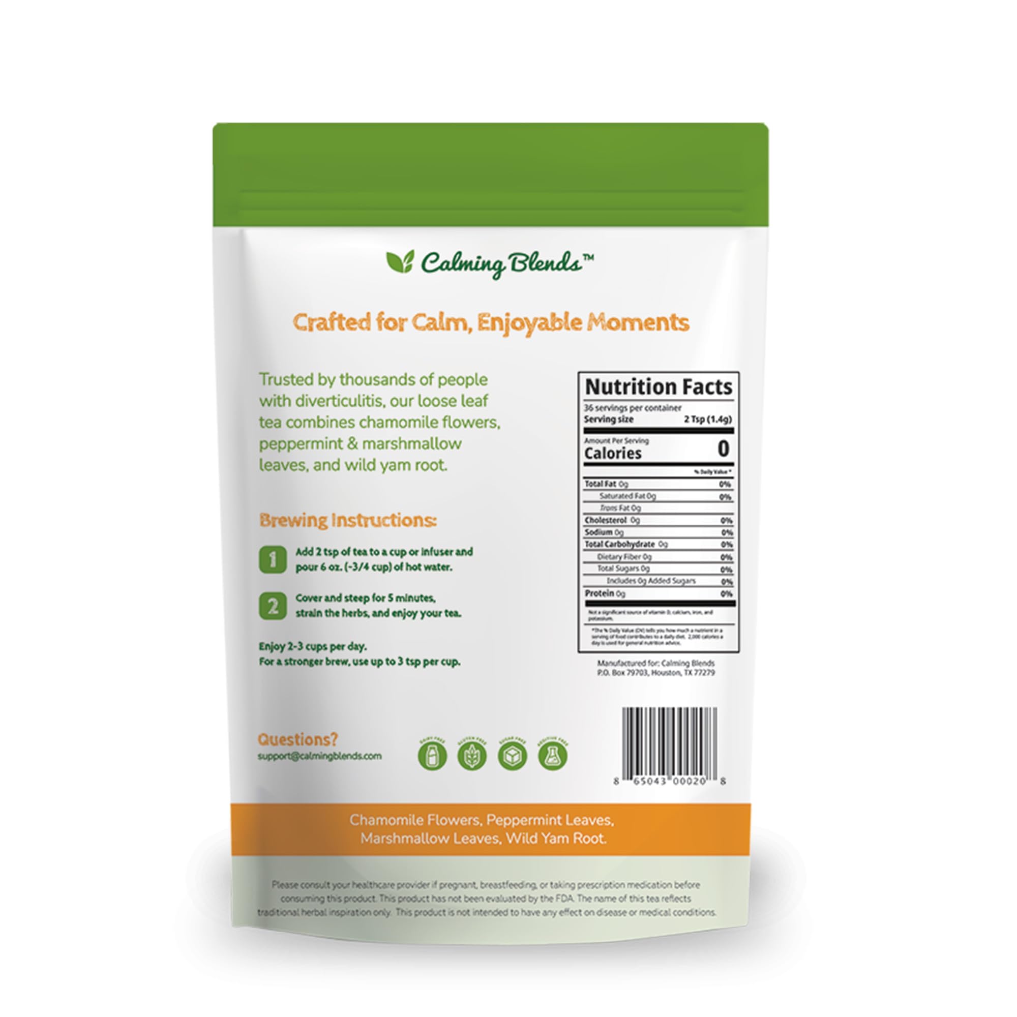 Calming Blends open box with visible teabags highlighting convenience