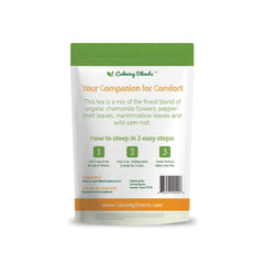 Calming Blends loose herbs close-up highlighting chamomile and peppermint for calm