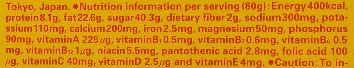 Calorie Mate nutrition label close-up showing balanced nutrients