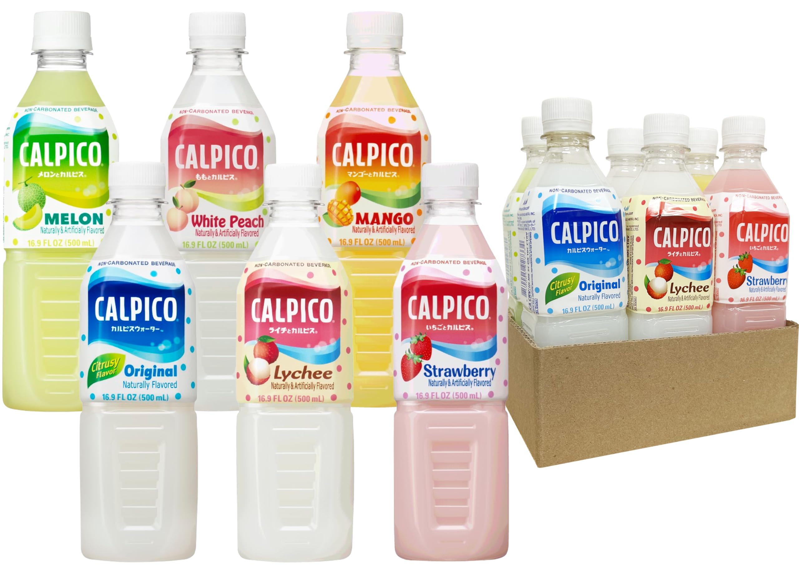 CALPICO front packaging showing six bottles and variety