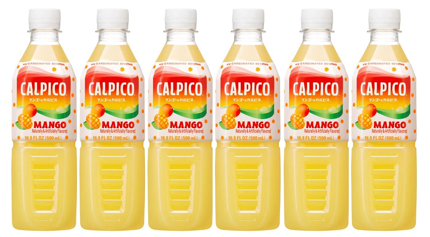 CALPICO mango front packaging showing bottle and label benefit refreshing taste