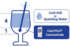 CALPICO concentrate pouring close-up into a glass illustrating smooth texture and mixability