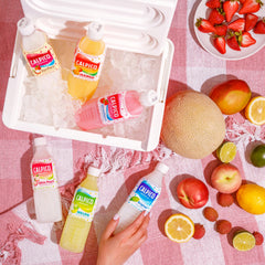 CALPICO White Peach poured over ice showcasing refreshing chilled sip