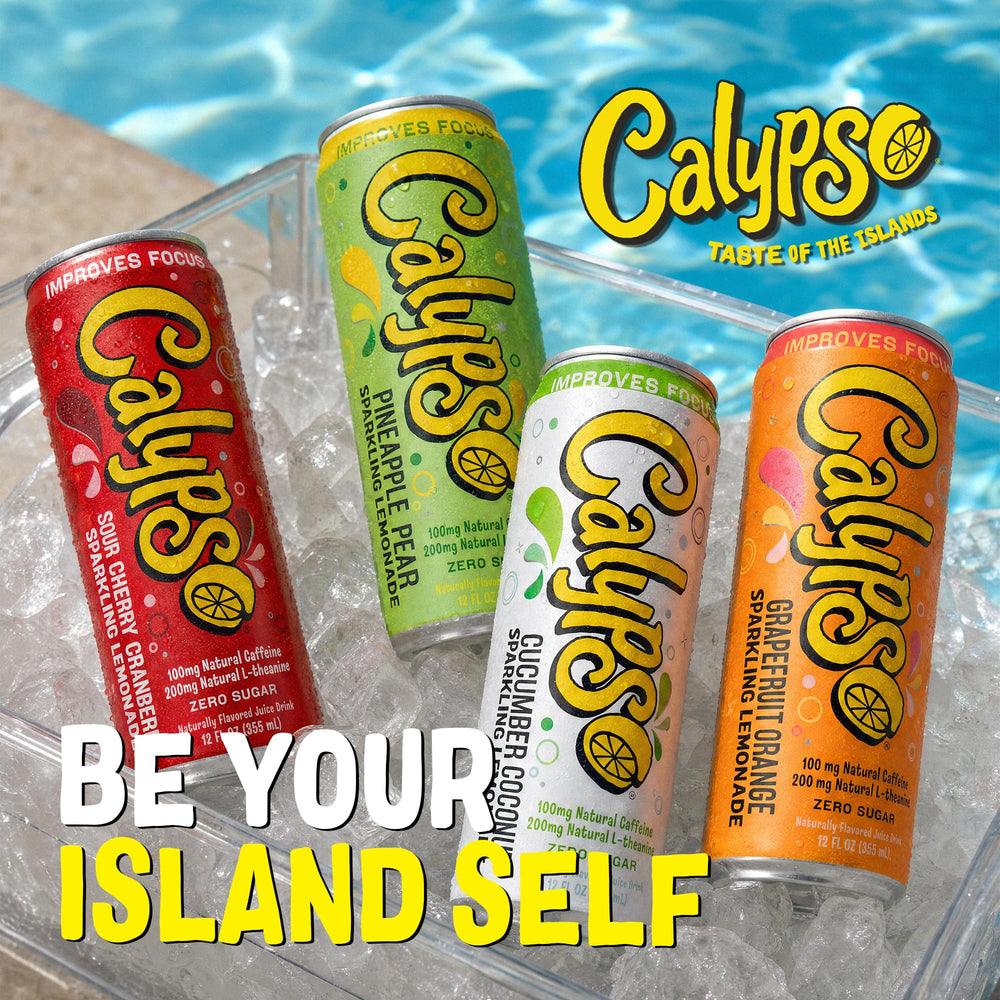 Calypso Pineapple Pear can in hand for scale, demonstrates portable on-the-go convenience