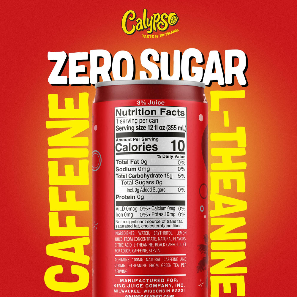 Calypso close-up of carbonation bubbles highlighting crisp, zero-sugar texture