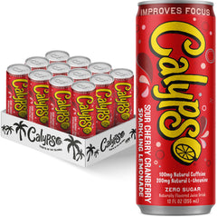 Calypso can front view showing sour cherry cranberry design and refreshing appeal