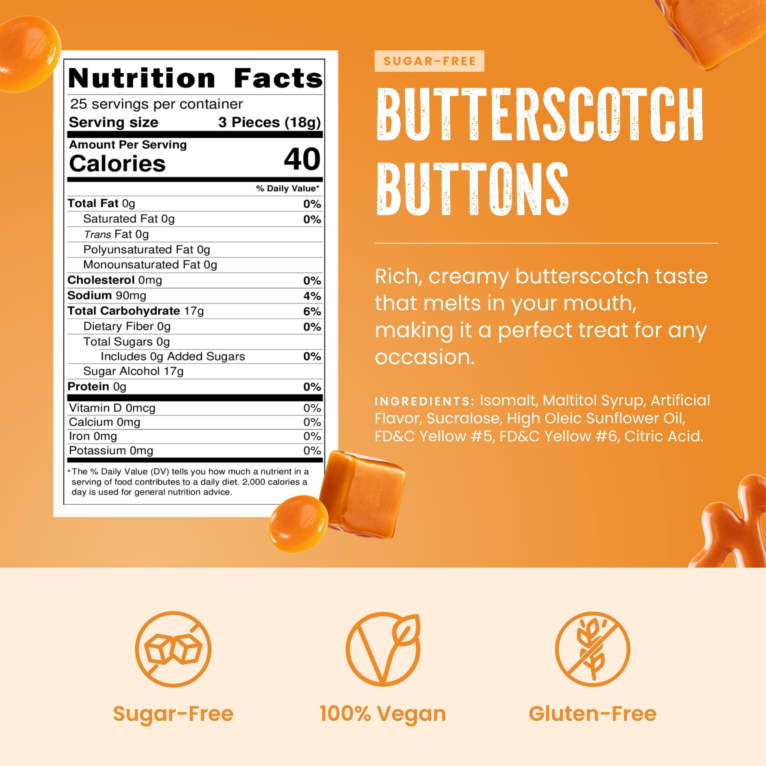 Cambie unwrapped butterscotch disc detail showing smooth texture and slow-dissolve enjoyment