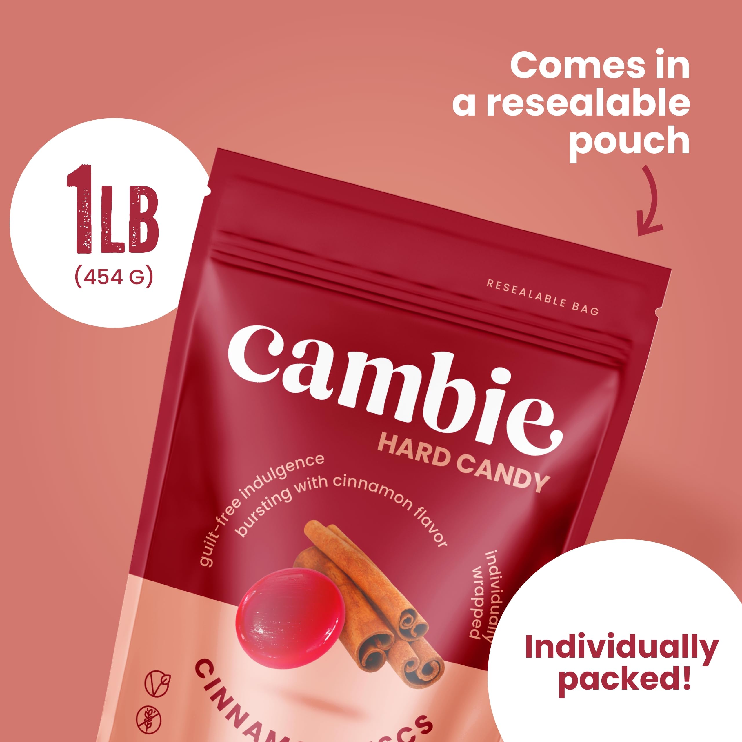Cambie candy beside a coin to show size and portion control benefit