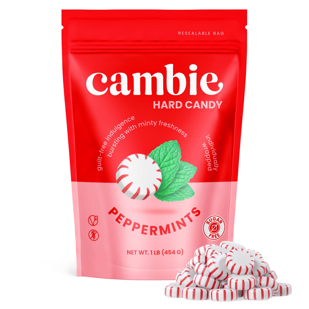 Cambie close-up of candy surface highlighting smooth texture and cool flavor