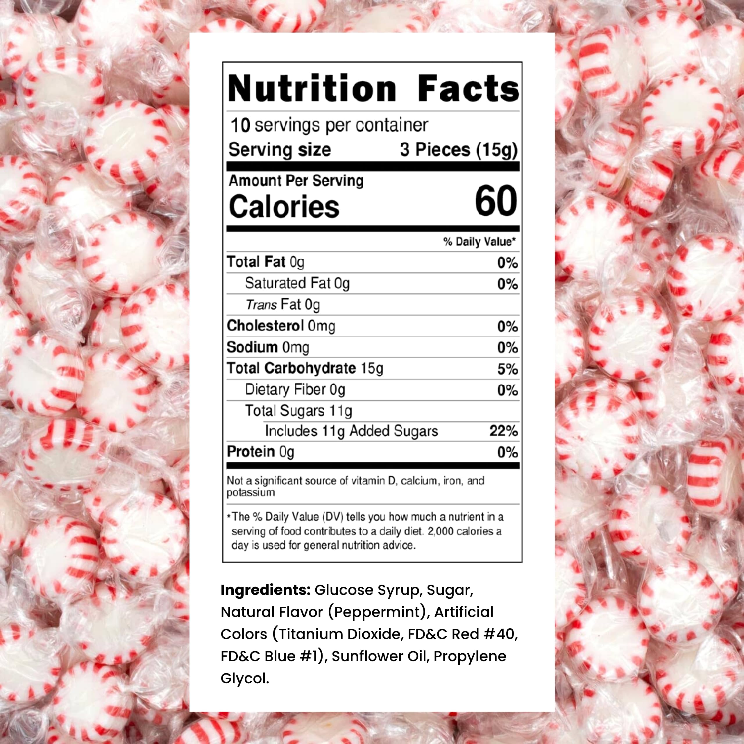 Cambie peppermint mints on event table conveying suitable use for gatherings