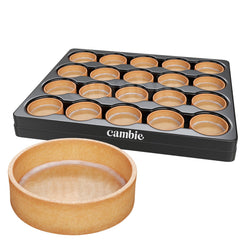 Cambie front packaging showing 40 tart shells and product branding benefit: easy service