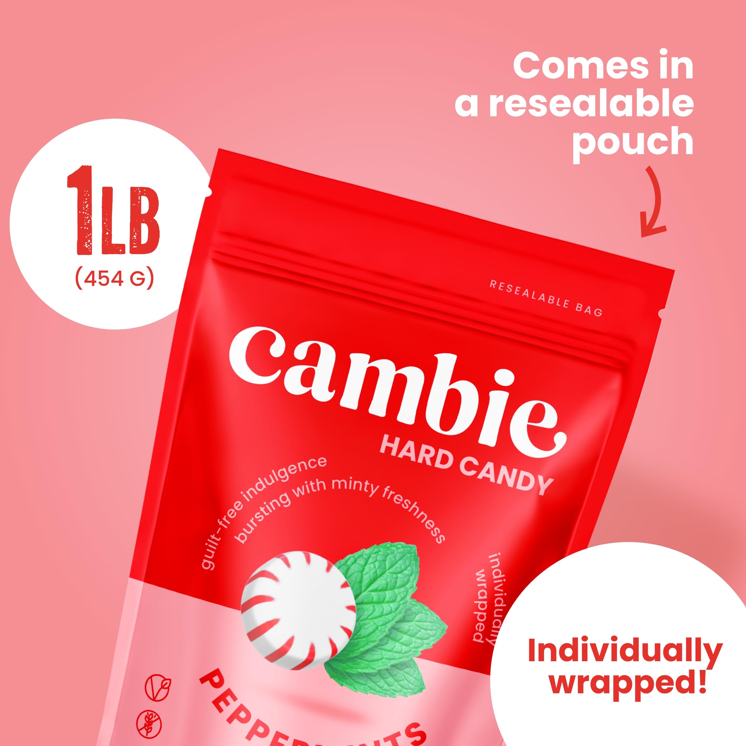 Cambie label and nutrition panel showing ingredients and sugar-free benefit
