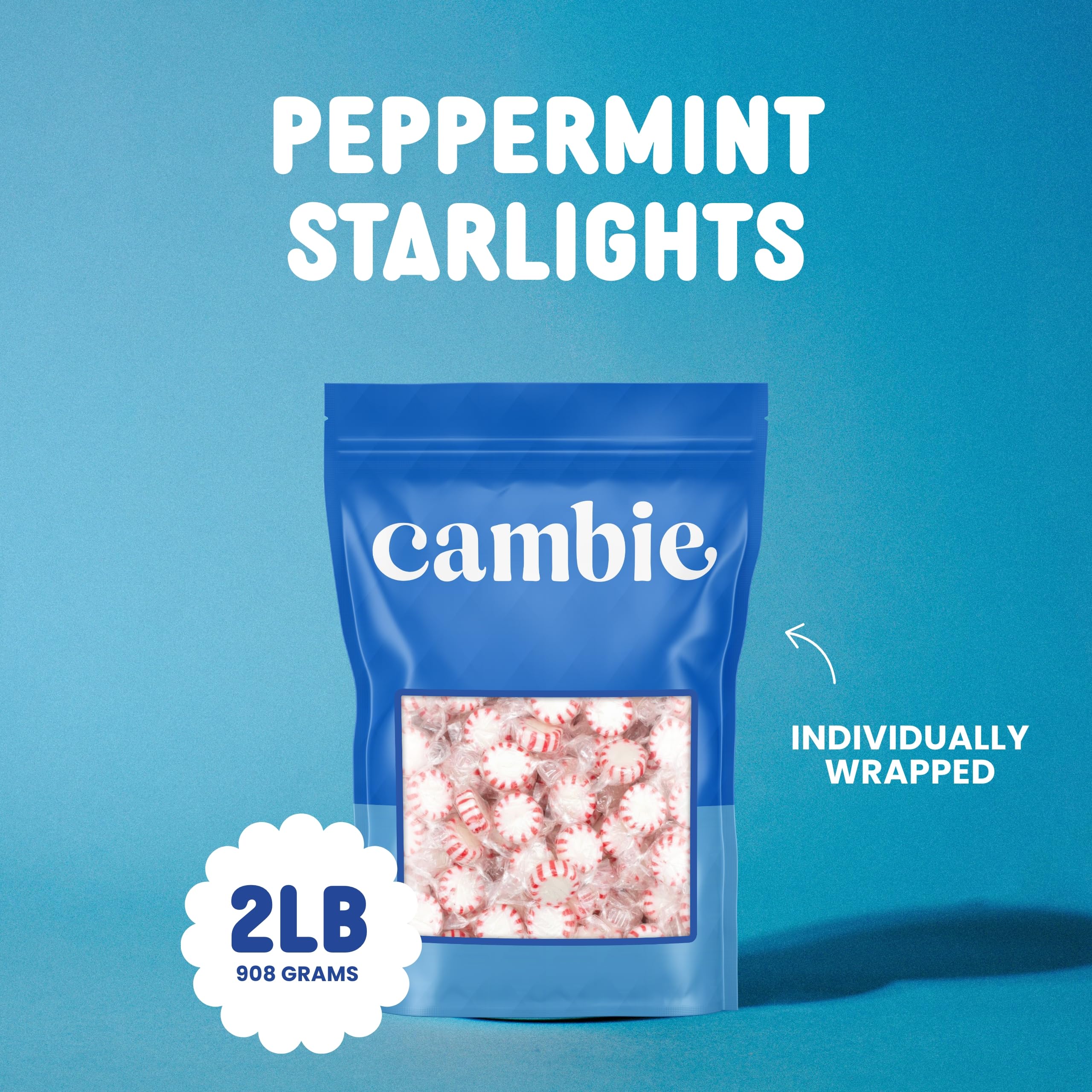 Cambie mints in a glass candy jar demonstrating attractive countertop presentation